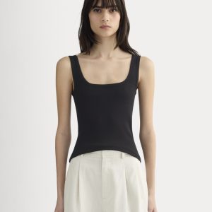 The Luxe Rib Square-Neck Tank | Black