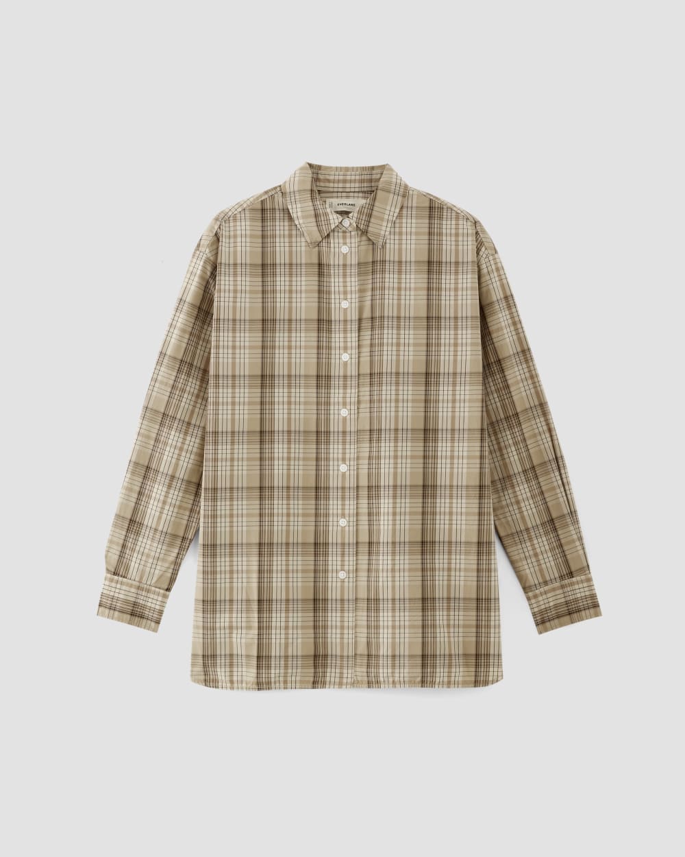 The Supima? Cotton Boyfriend Shirt | Pale Khaki Plaid - Image 2