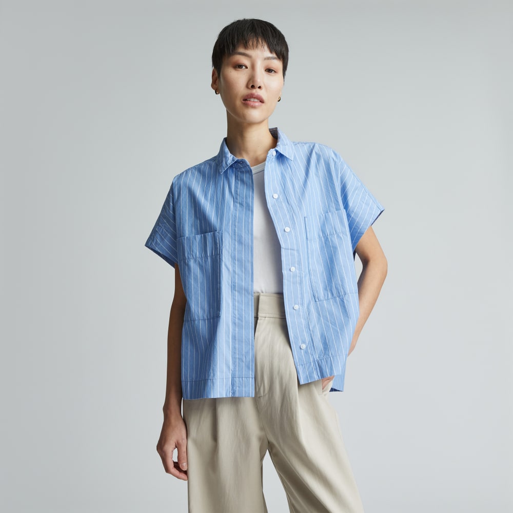 The Short-Sleeve Box Shirt | Mariner Blue / White