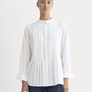 The Pleated Shirt in Silky Cotton | White