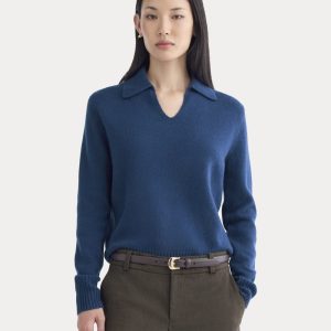 Cashmere Polo Sweater | Deep Lazuli Blue