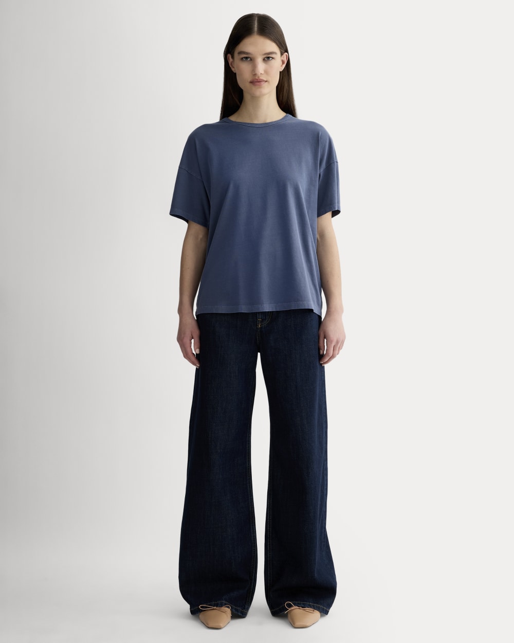 The Boyfriend Tee in Essential Cotton | Navy - Image 3