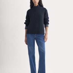 Cable Sweater in Luxe Merino | Navy