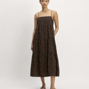 The Gauze Tiered Dress | Black / Cocoa Small Floral