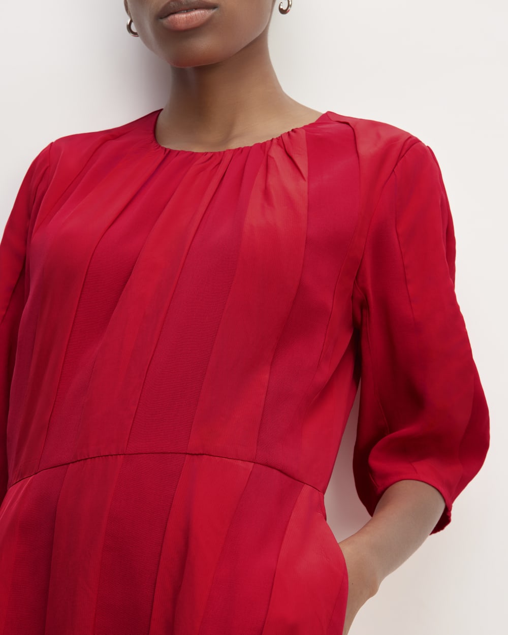 The City Stripe Ruched Dress | Haute Red - Image 4