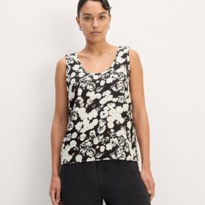 The Scoop Tank in Linen | Black / Bone Floral