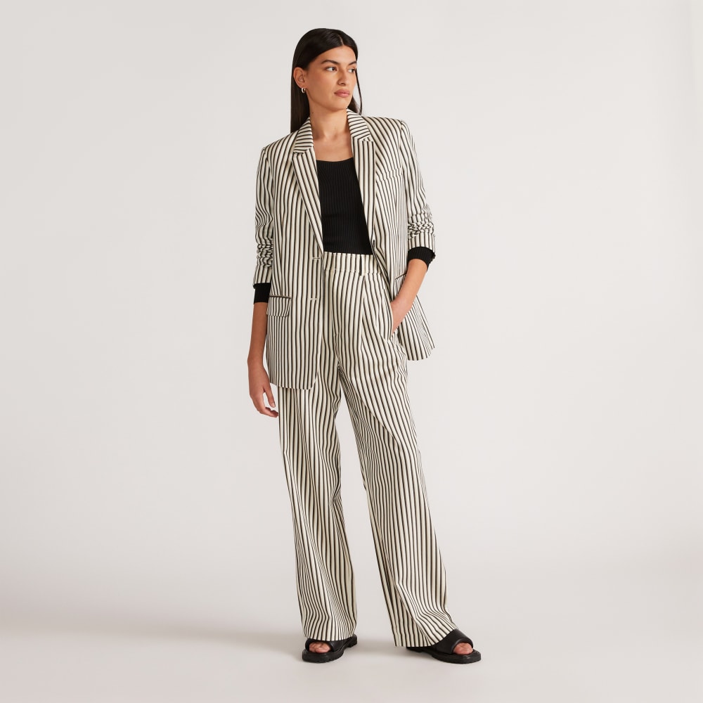 The Draper Pleated Pant in Buttersmooth | Ombre Stripe | 30 Inseam