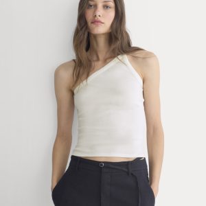 RetroSoft Cotton One-Shoulder Tank | Bone