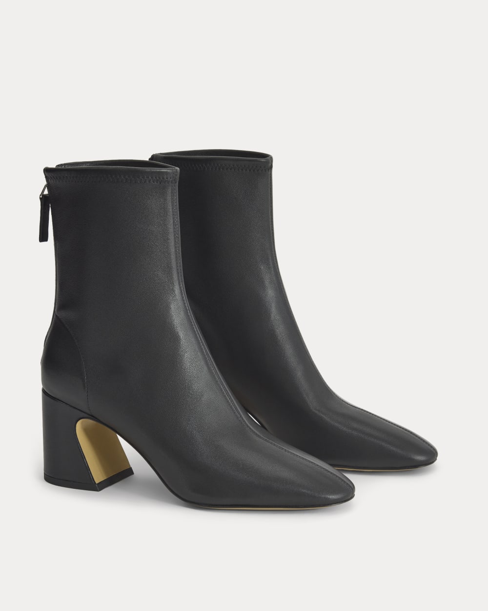 Leather Curved-Heel Boot | Black - Image 2