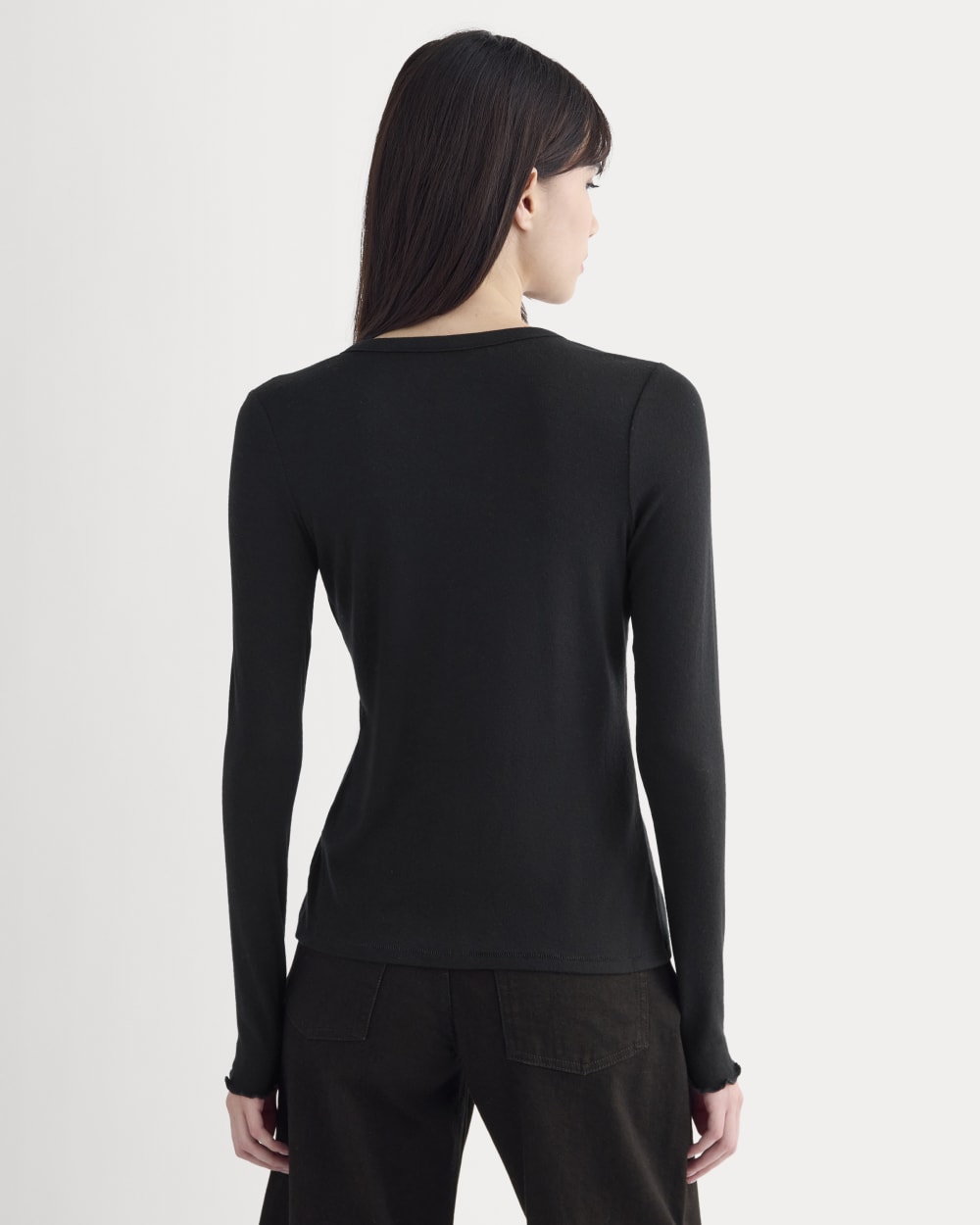 Sheer V-Neck Cardigan in Butterluxe | Black - Image 5