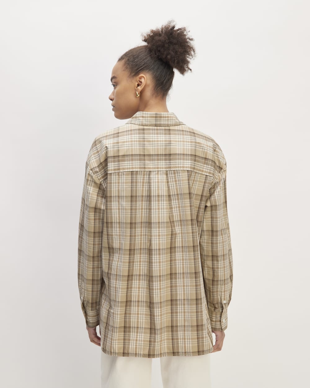 The Supima? Cotton Boyfriend Shirt | Pale Khaki Plaid - Image 6
