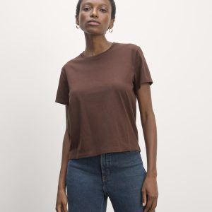 The Box-Cut Tee in Essential Cotton | Dark Mahogany | No Pocket