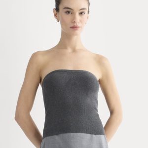 Knit Tube Top | Heathered Soot