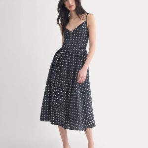 Midi Dress in Cotton Silk Voile | Black