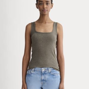 The Luxe Rib Square-Neck Tank | Heathered Fatigue