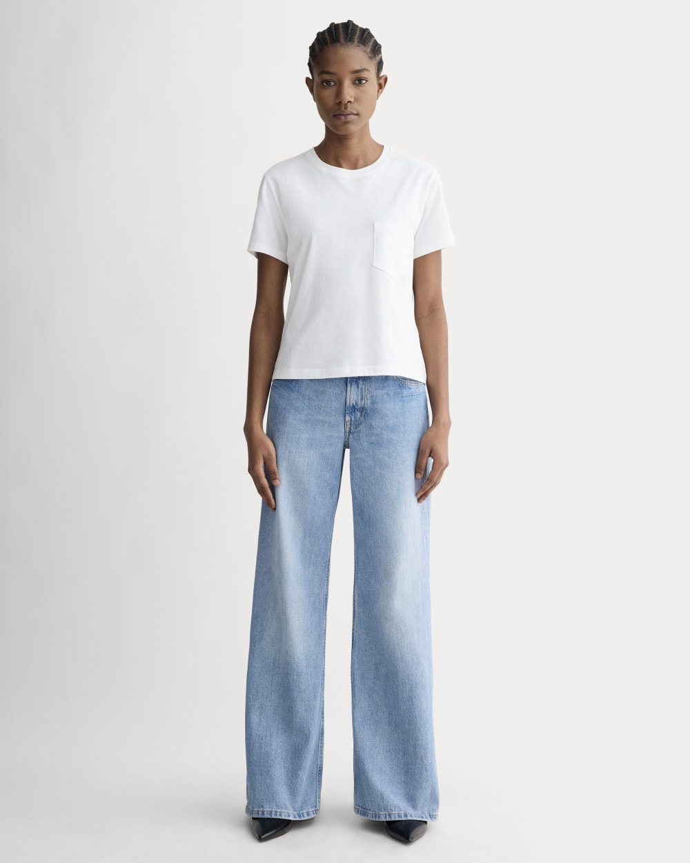 The Box-Cut Tee in Essential Cotton | White | Pocket - Image 3