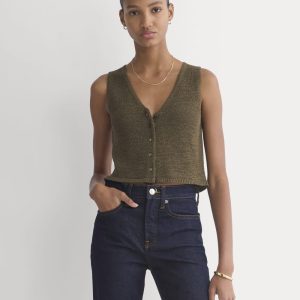 Button-Front Tank in Tape Yarn | Beech