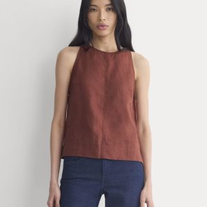 The Linen High-Neck Tank | Henna Red