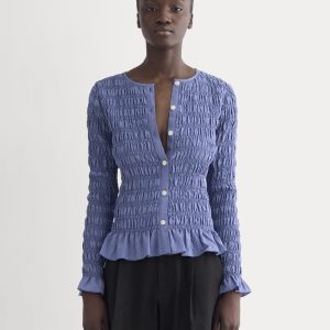 The Smocked Cardigan | Blue Dusk