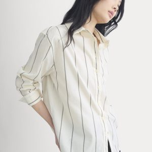 Everyday Shirt in Silky Cotton | Gardenia/Meteorite
