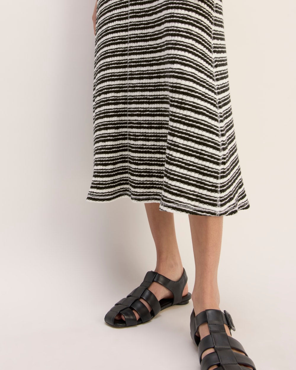The Rib-Knit A-Line Tank Dress | Bone / Black - Image 5
