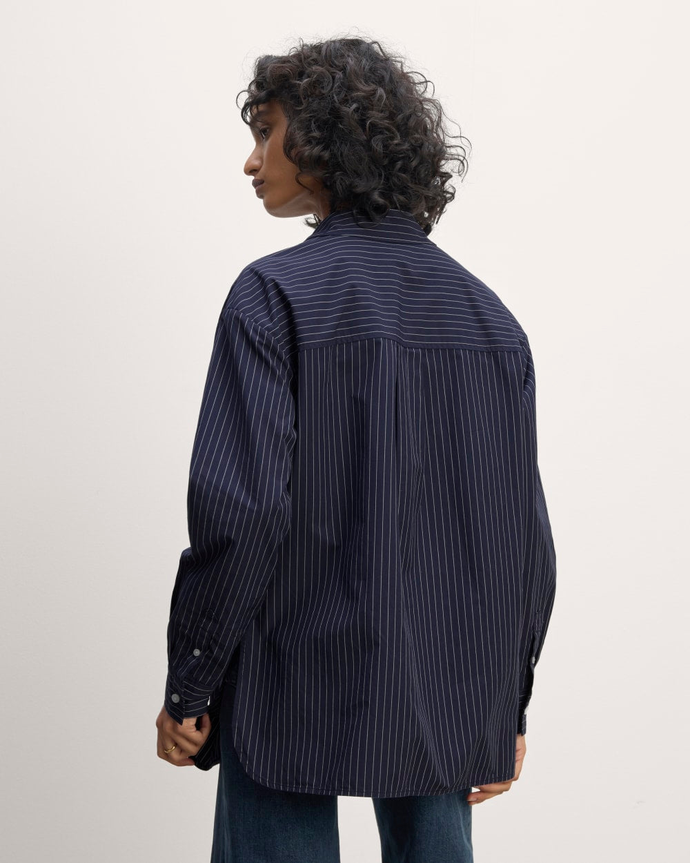 The Supima? Cotton Boyfriend Shirt | Navy / White - Image 6