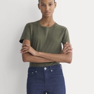 The Box-Cut Tee in Essential Cotton | Olive Night | No Pocket