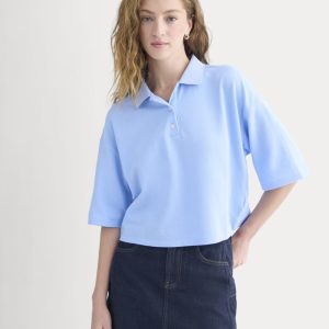 Pique Boxy Polo | Open Air Blue