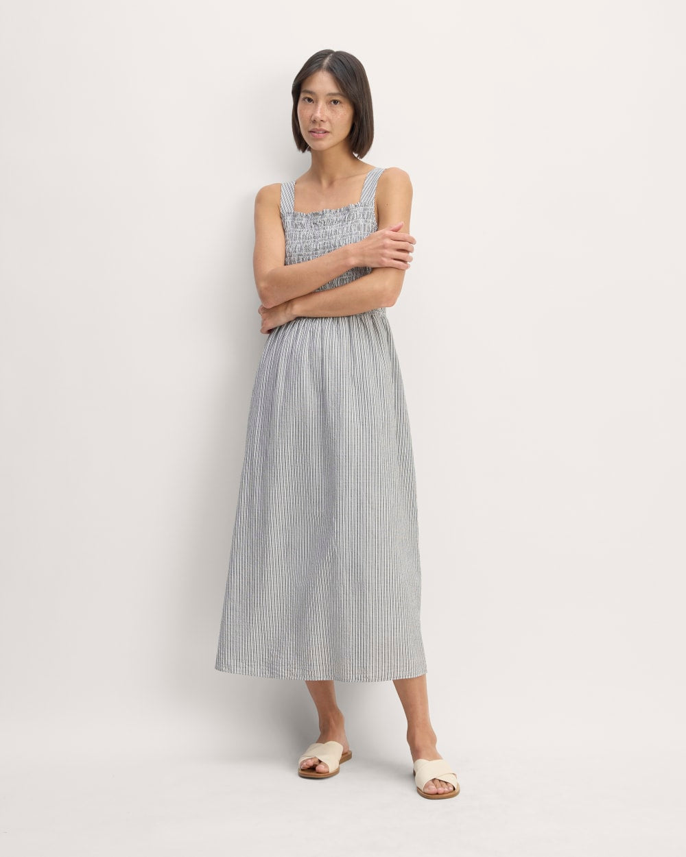 The Gauze Smock Dress | White / Black