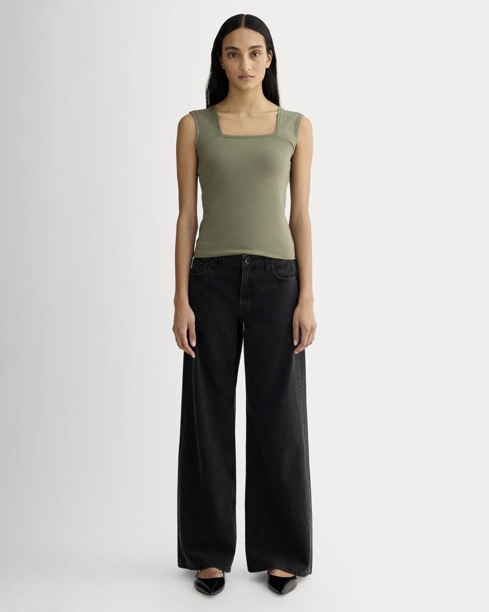 The Form Square-Neck Tank | Lichen Green - Image 3