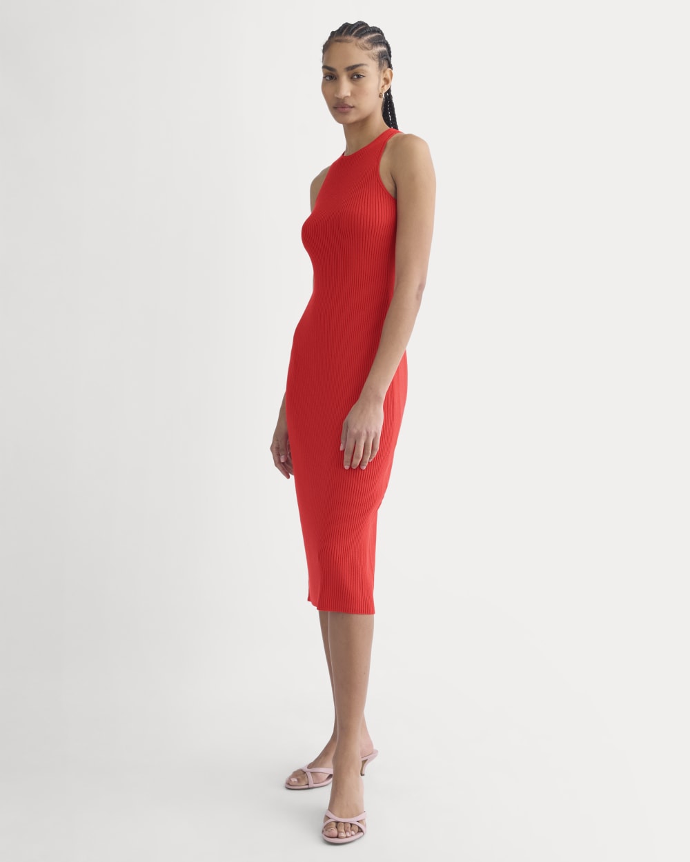 Cutaway Ribbed Midi Dress | Fiery Red - Image 4