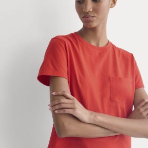 The Box-Cut Tee in Essential Cotton | Fiery Red | Pocket