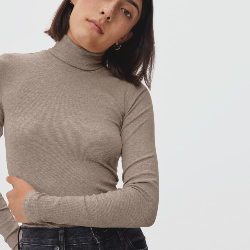 The Luxe Micro-Rib Turtleneck | Heathered Burnt Sugar - Image 3