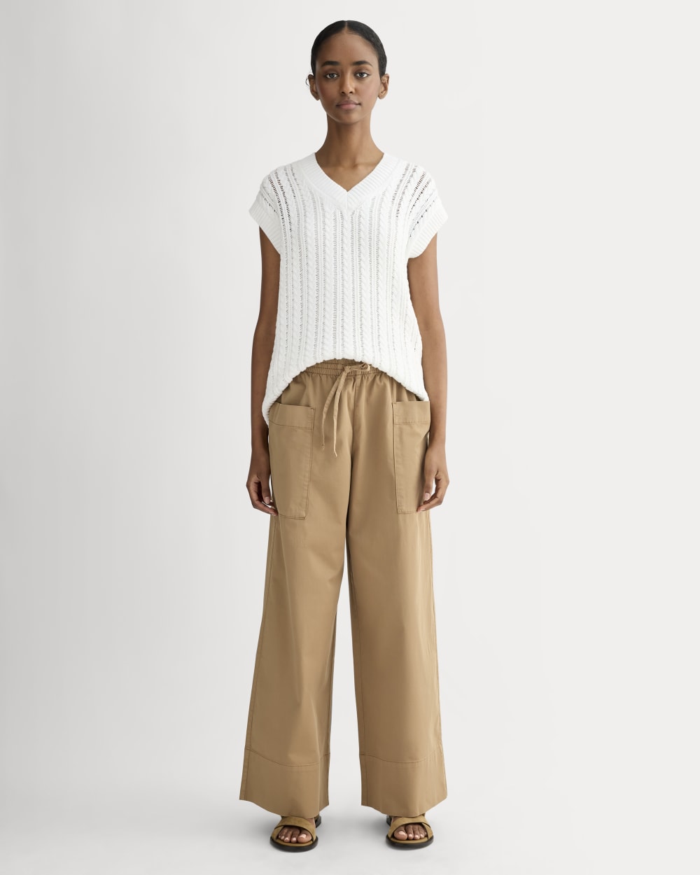 The Mesh Cable Vest in Everyday Cotton | White - Image 3