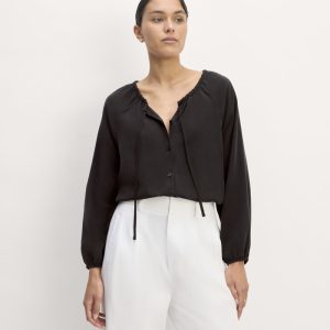 The Gathered Shirt in Butterlite | Black