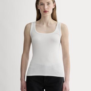 The Luxe Rib Square-Neck Tank | White