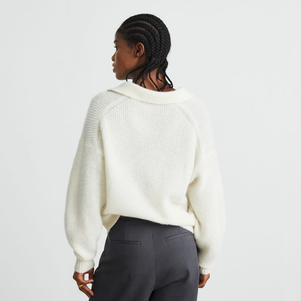 The Alpaca Waffle-Stitch Polo | Snow - Image 4