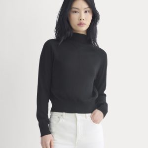 Mockneck Sweater In Ultrafine Merino | Black