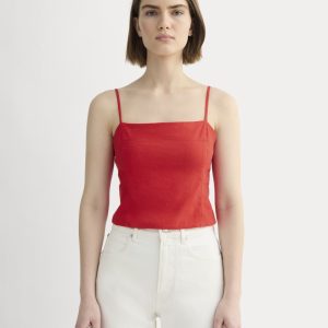 The Seamed Top in Stretch Linen | Classic Red