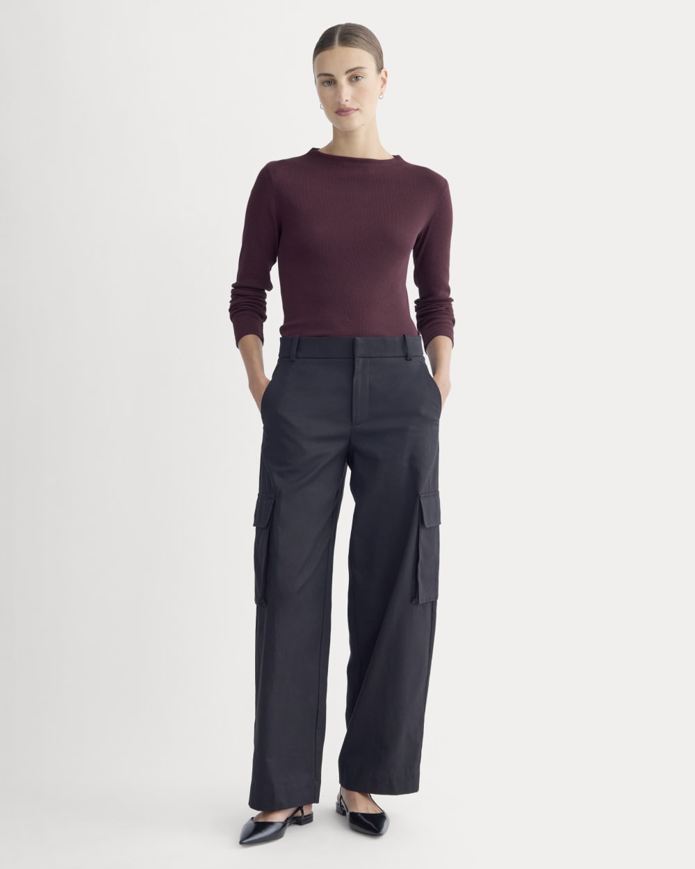 The Luxe Rib Funnel-Neck Tee | Heathered Port Royale - Image 3