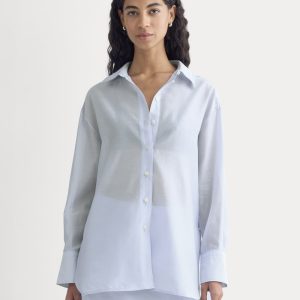 Oversized Shirt in Cotton-Silk Organza | Kentucky Blue