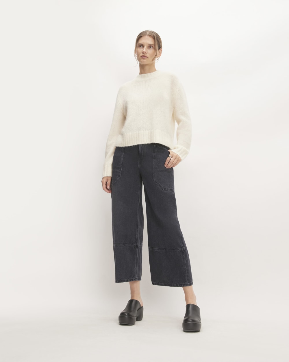 The Alpaca Cropped Crewneck Sweater | Snow - Image 3