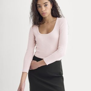 Luxe Rib Deep U-Neck Top | Burnished Lilac