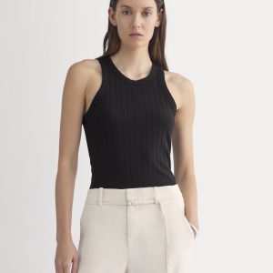 Racerback Tank in Pointelle | Black