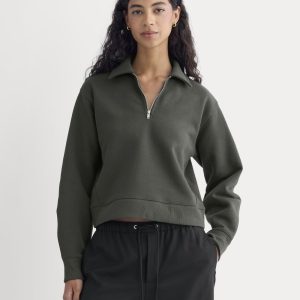 Luxe Fleece Zip Polo | Washed Black