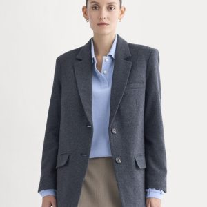 The Oversized Blazer in Wool | Navy Herringbone
