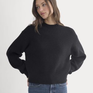 Cropped Ribbed Crew in Everyday Cotton | Black